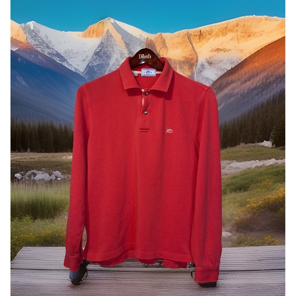 Southern Tide Thick Heavy Knit‎ Shirt Men M Skipjack Coral Long Sleeve - Picture 2 of 7